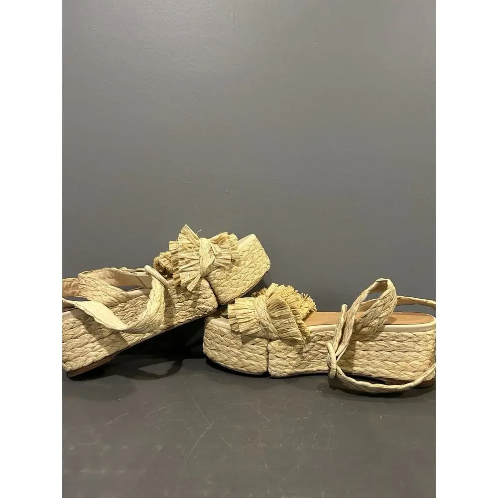 Paloma‎ Barcelo Braided Raffia Platform Sandals Women’s Size 8.5